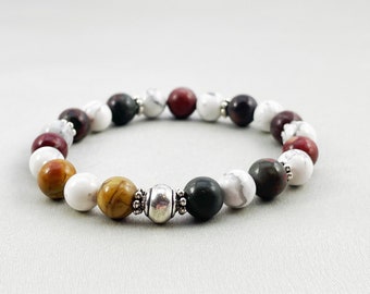 Picasso jaspis armband, Howlite armband, stapelarmband, stretch armband, kristal armband