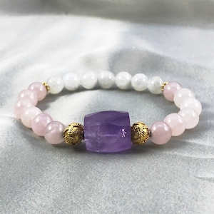 Amethyst, Moonstone, Rose Quartz bracelet, calming bracelet, protection bracelet, self care bracelet, healing bracelet, meditation bracelet