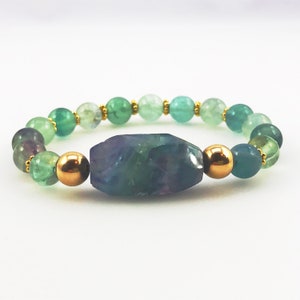 Gemstone Fluorite bracelet, empath protection bracelet, mindfulness self care gift