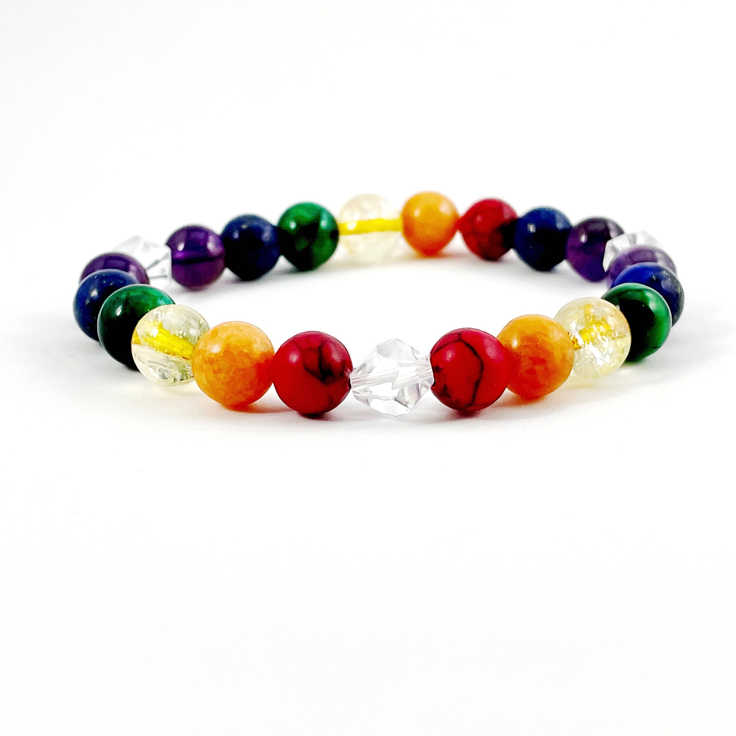 Rainbow Beaded Bracelet, Rainbow Crystal Bracelet, Protection Bracelet