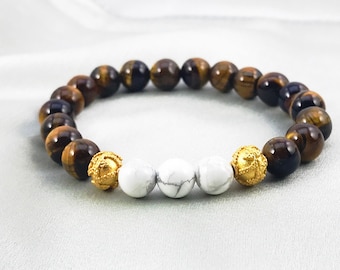 Tiger Eye Howlite beaded bracelet, Clarity bracelet, Protection bracelet, Healing bracelet, Empath protection bracelet, Mindfulness bracelet