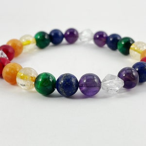 Regenbogen Perlen Armband, Regenbogen Kristall Armband, Buntes Kristall Armband, Edelstein Armband, Edelstein Schmuck