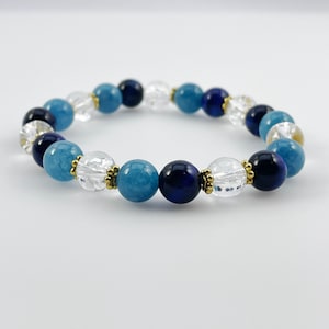 Gemstone bracelet, Crystal Quartz Chalcedony bracelet, Blue bracelet, beaded bracelet, Gemstone jewelry, stacking bracelet, stretch bracelet