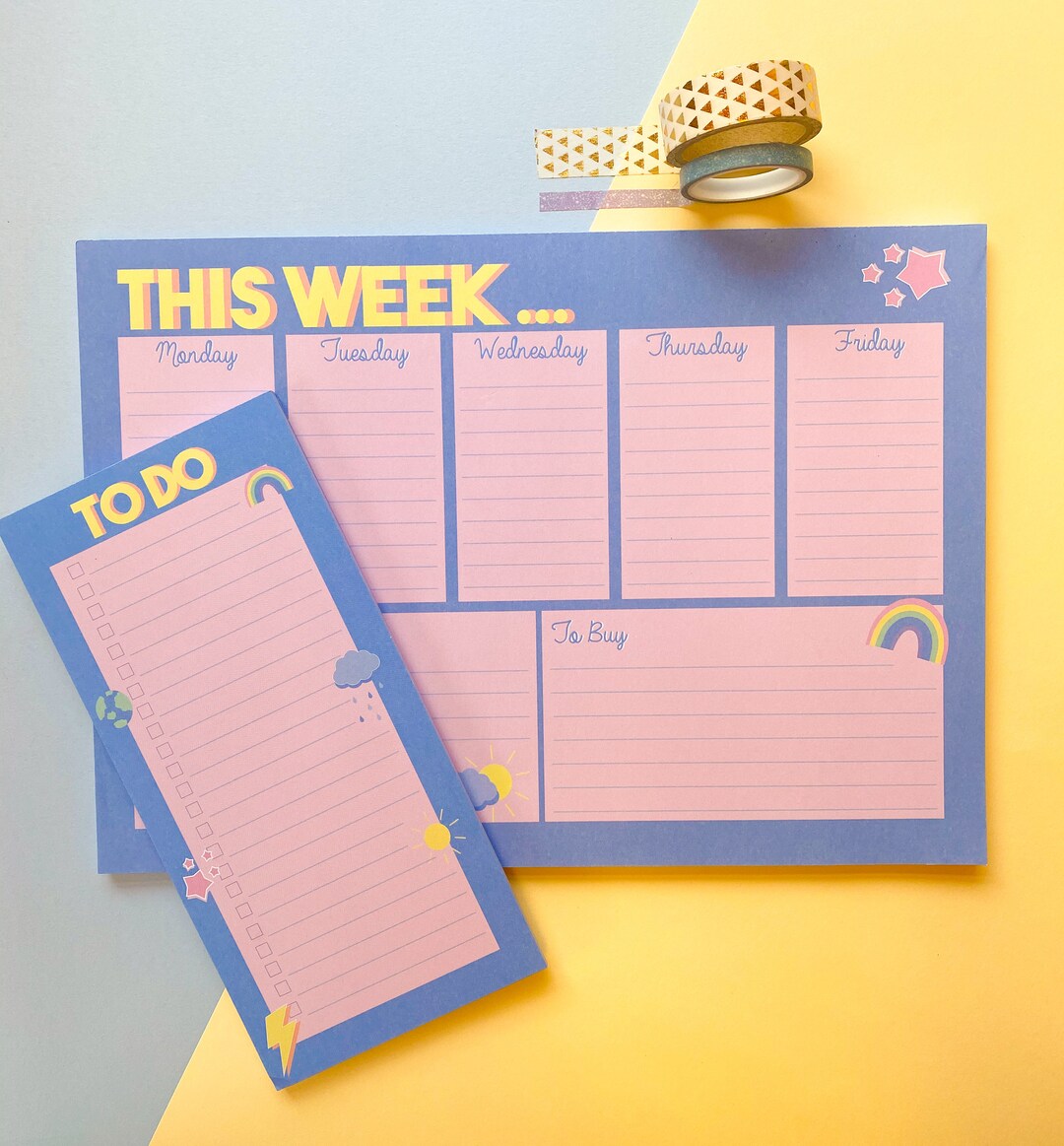 A4 Weekly Desk Planner Bundle, to Do List Notepad - Etsy