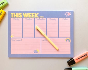 A4 Weekly Desk Planner, Notepad, Organiser, Tracker