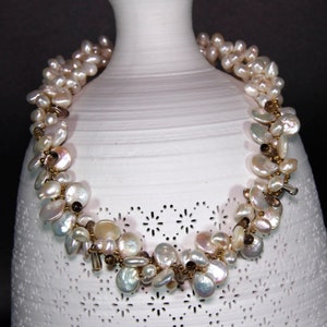 4 Strands 19&quot; Pearl Multi gemstone necklace