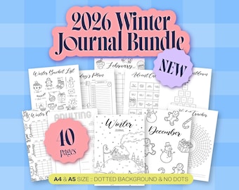 Winter-Journal-Bundle 2026: Druckbare Journal-Seiten / Digitale Planerseiten / A5- und A4-Größen-Vorteilspaket / 40 Journal-Seiten mit und ohne Punkte