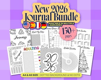 2026 JOURNAL BUNDLE - Printable Journal Pages / Digital Planner Pages / Multilingual (De/Fr/Es) / A4 A5 Sizes / 150 BuJo Journal Pages Pack
