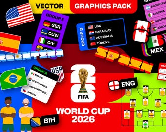 WORLD CUP 2026 Vector Mega Pack Graphic Set Football Soccer Tournament Bracket Match Schedule Flags Commercial License