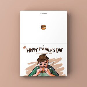 Vaderdag kaart, grappig, digitale prints, Gourmet Vader, Foodie Papa eten Hamburger