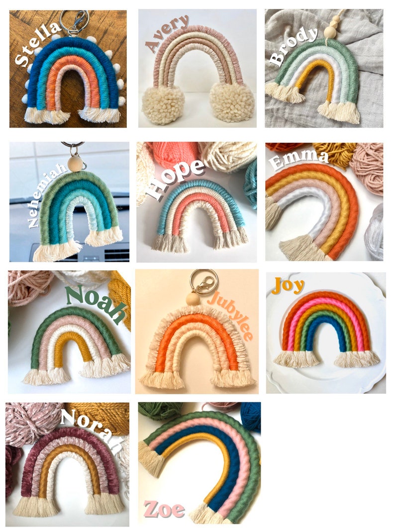 Handmade Keychain Macrame Rainbow Rainbow car charm Macrame Keyring Rainbow Keychain or Bag Charm Car mirror hanging accessory