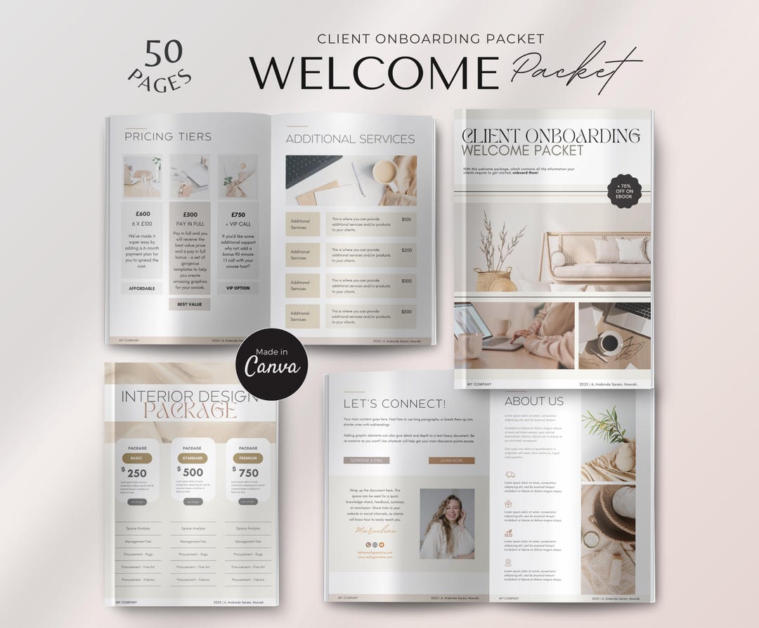 Welcome Packet, Client Welcome Kit, Digital Onboarding Guide, Editable ...