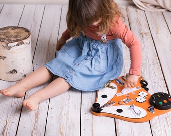 Tête de renard, tableau occupé en bois, personnalisé, cadeau d'anniversaire, éducatif, tableau d'activités, tableau sensoriel, jouets Montessori en bois