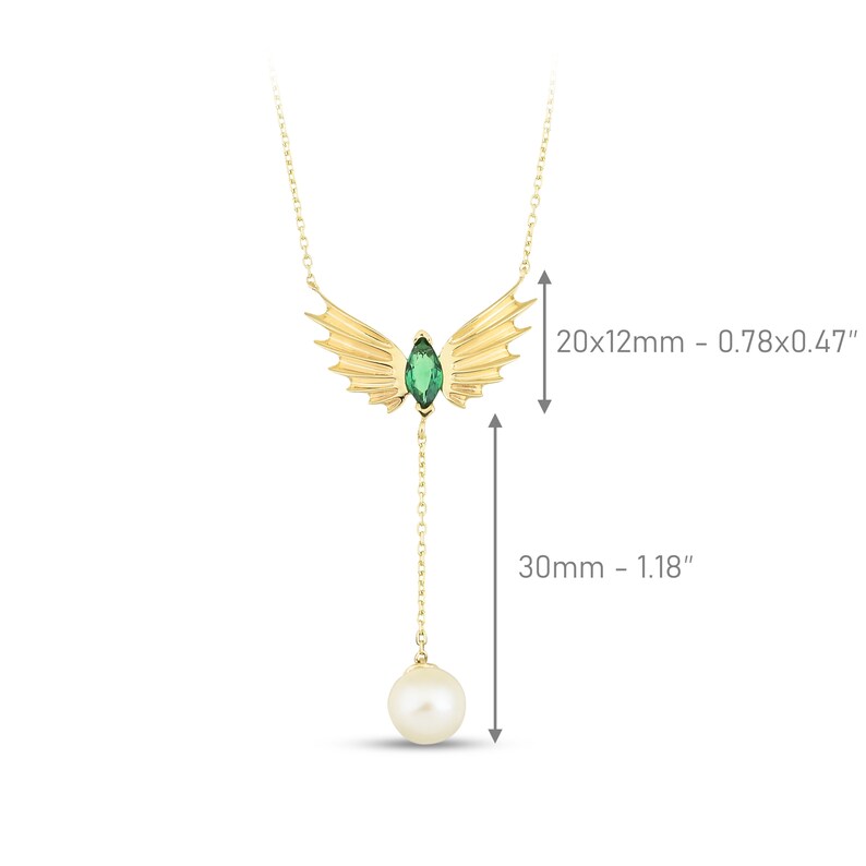 Minimalist Necklace as Gift for her Gold Wing Pendant Guardian Angel Wings Necklace with Emerald green color CZ 14k Dainty Necklace