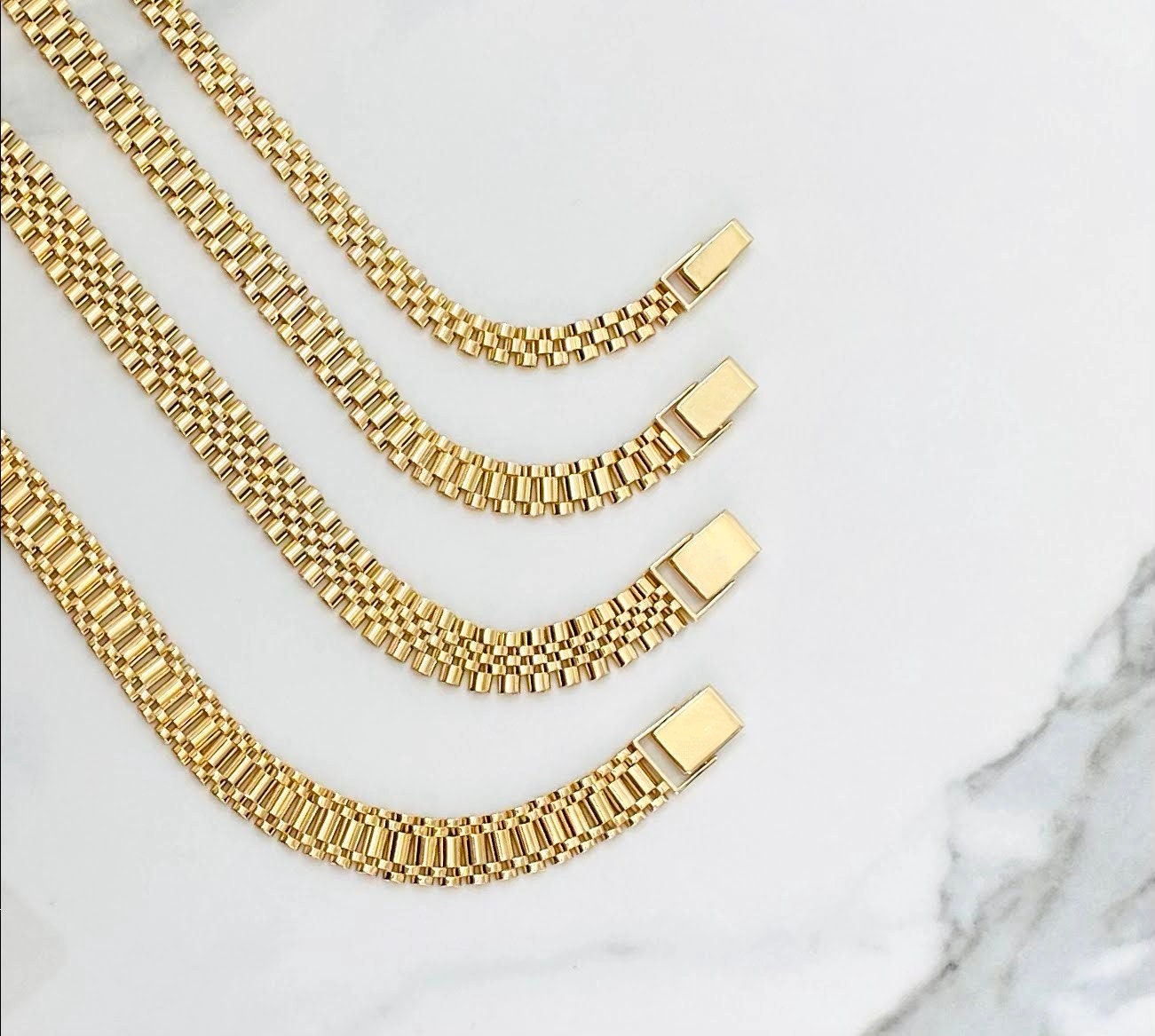 Solid Gold Rolex Bracelet for Men Chain Link Bracelet in 14k Etsy