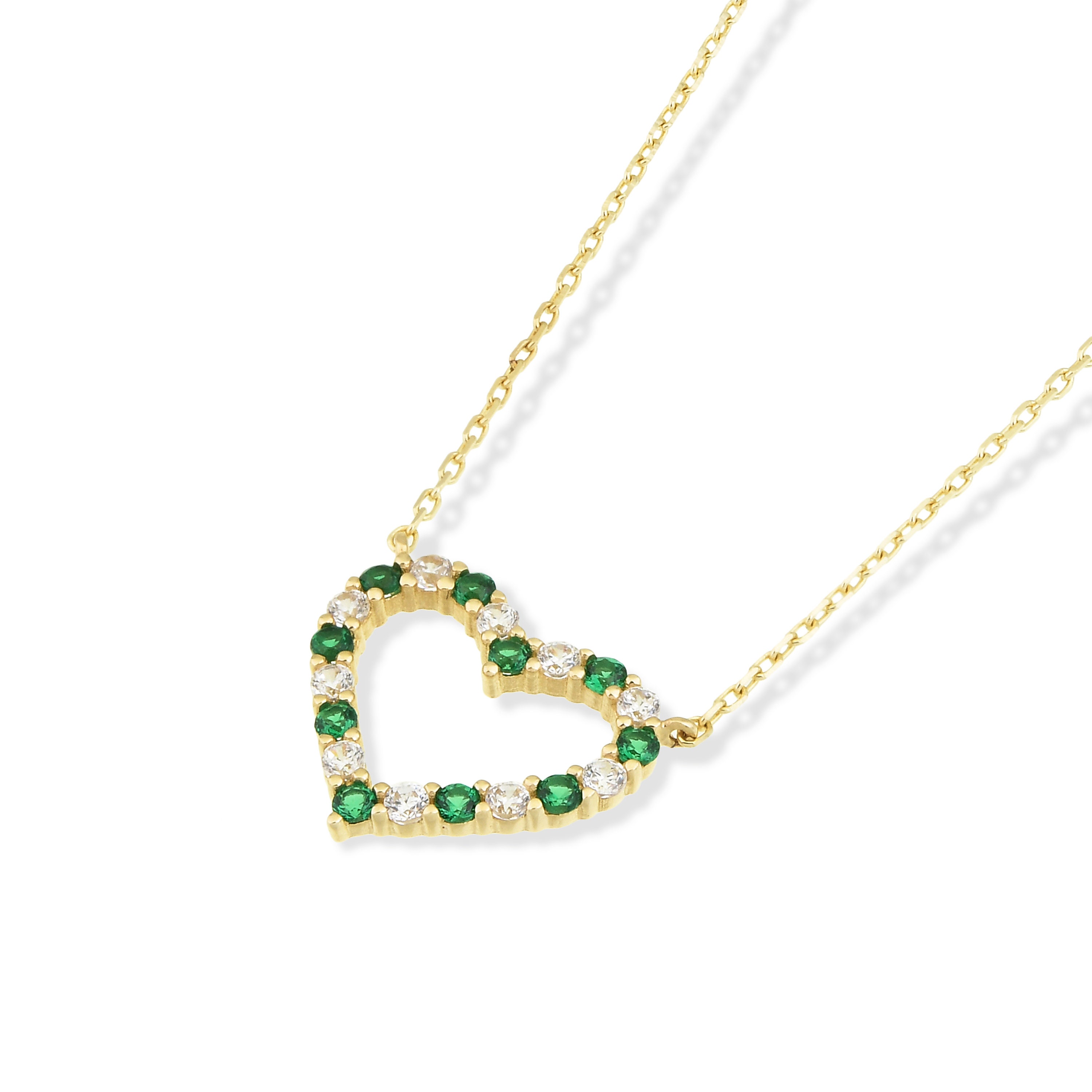 Gold Heart Emerald CZ Necklace Green Emerald CZ Necklace 14k - Etsy