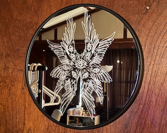 18in handmade engraved mirror angel
