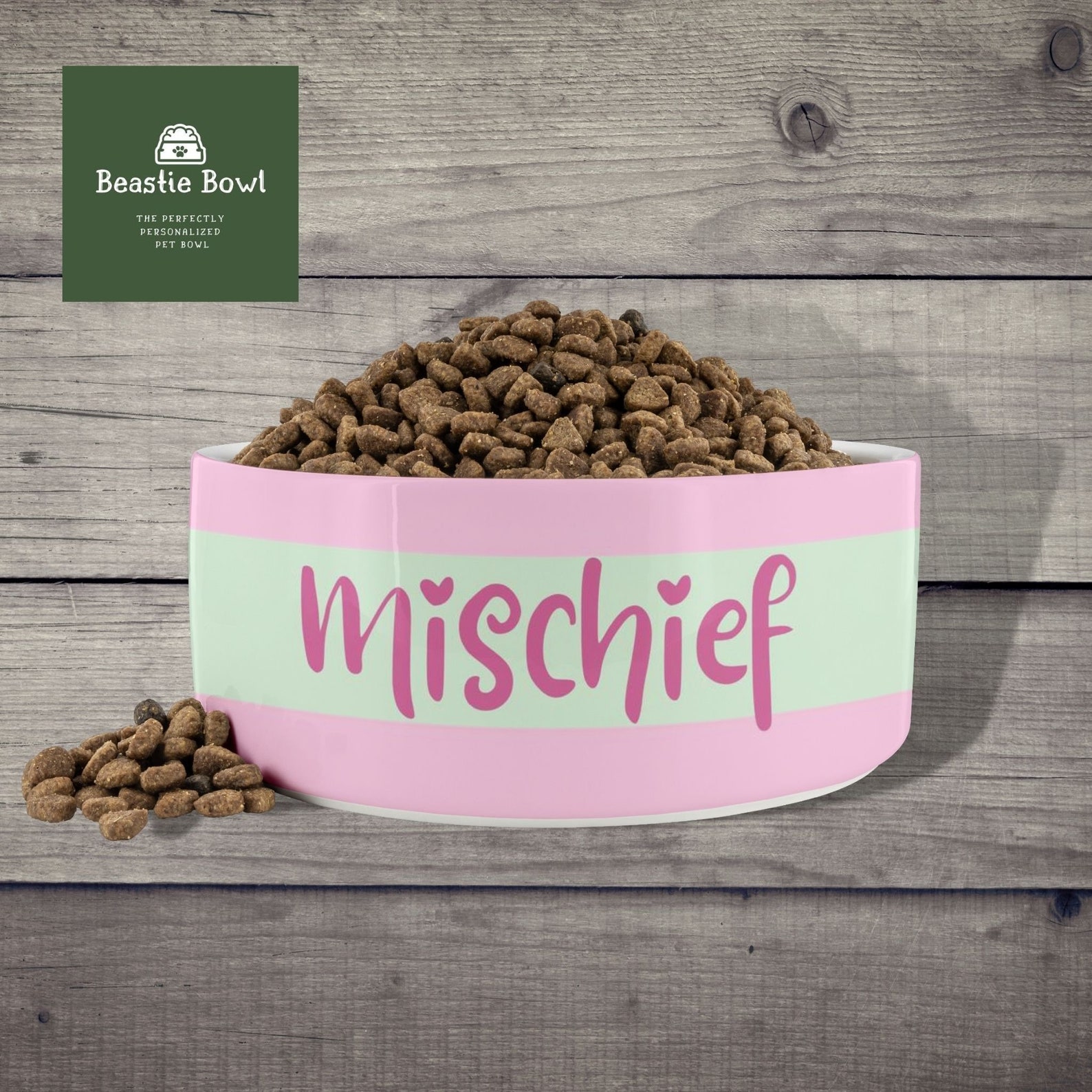 Personalisierte Licht rosa und Salbei Hund Schale oder Katze Etsy