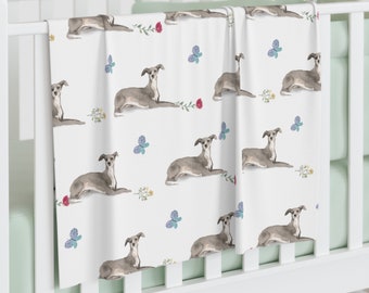 Couverture d&#39;emmaillotage de bébé chien lévrier pour nouveau-né, whippet, maman chien lévrier, amoureux des chiens, emballage de mousseline, pour baby shower