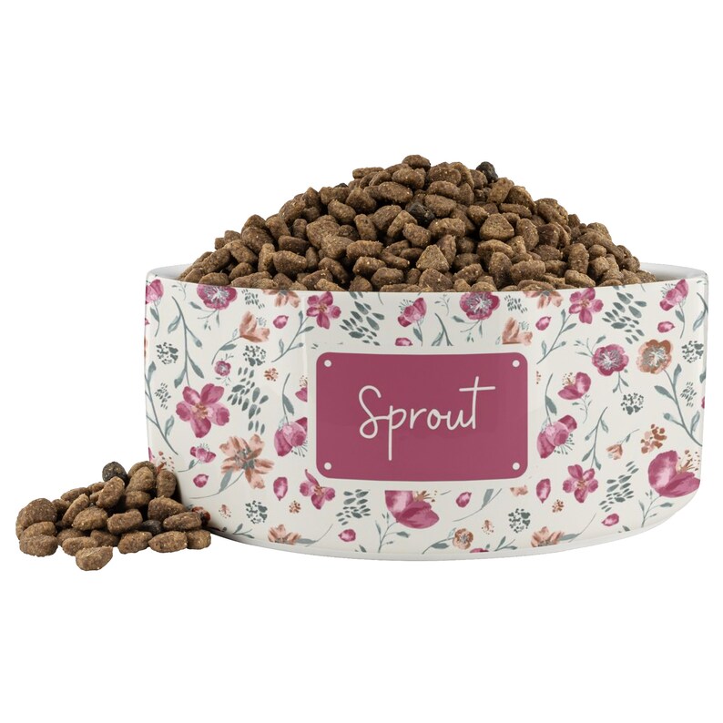 Custom Dog Bowl Dog Bowl Cat Bowl Floral Dog Bowl