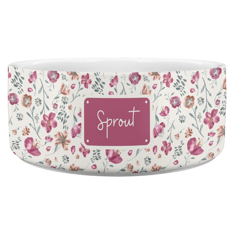 Custom Dog Bowl Dog Bowl Cat Bowl Floral Dog Bowl
