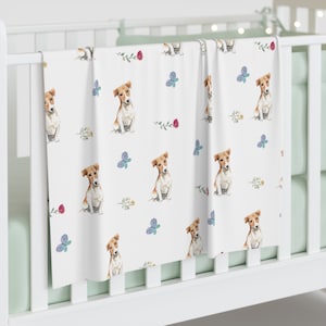 Jack Russell Terrier Dog Baby Swaddle Blanket for newborn baby, unique dog themed gift ideas for baby shower, for new parents, for dog mom