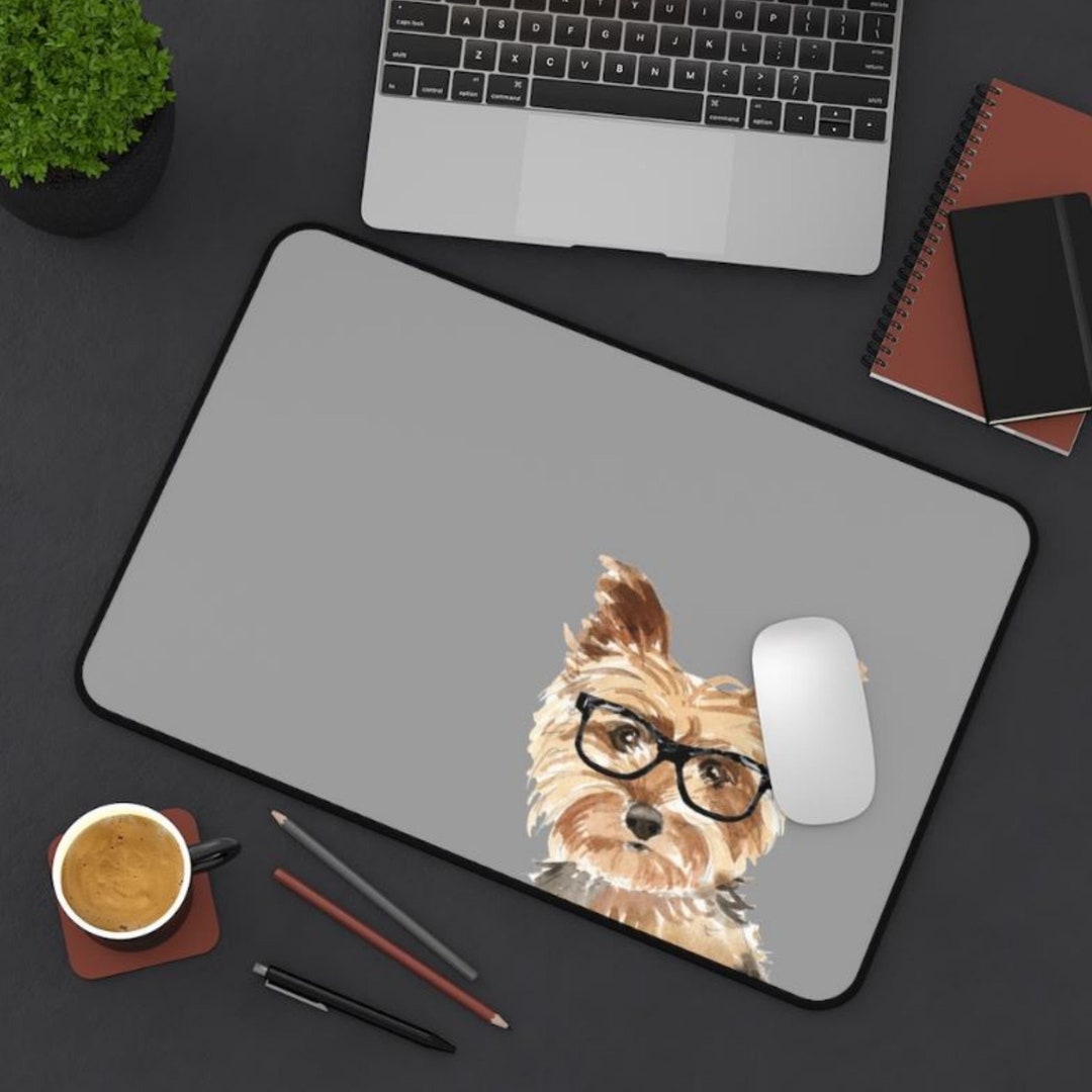Yorkshire Terrier Dog Large Desk Mat, Cute Dog Desk Mat, Gaming Mouse