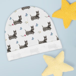 Scottish Terrier Dog Baby Beanie for newborn, unisex, for baby boy, for baby girl, for dog lover, for infant, gift ideas for baby shower