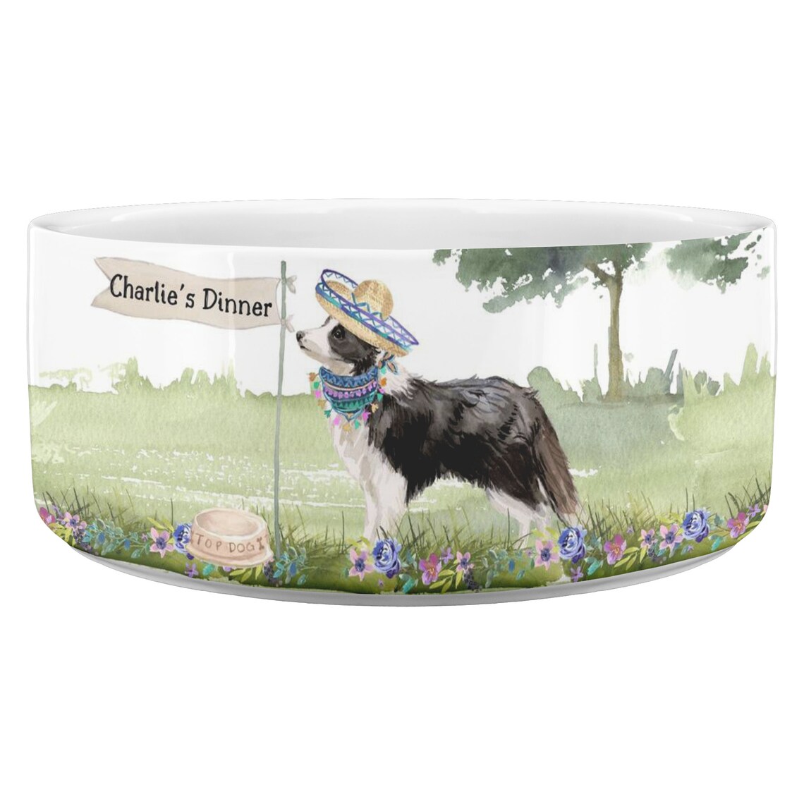 Large Personalized Border Collie Dog Bowl // You choose Etsy