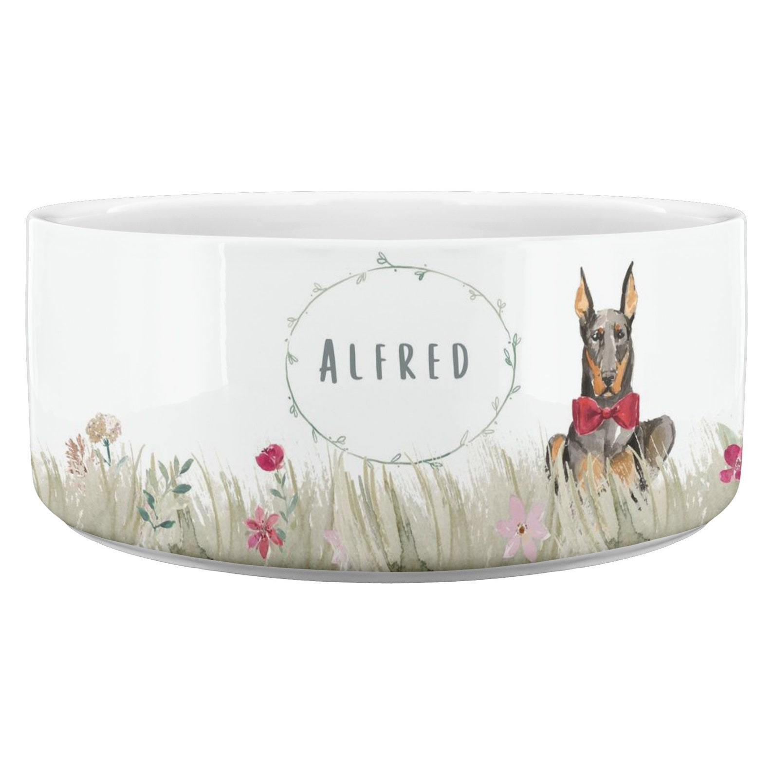 Doberman gift puppy dog bowl gift for dobermann dog art Etsy