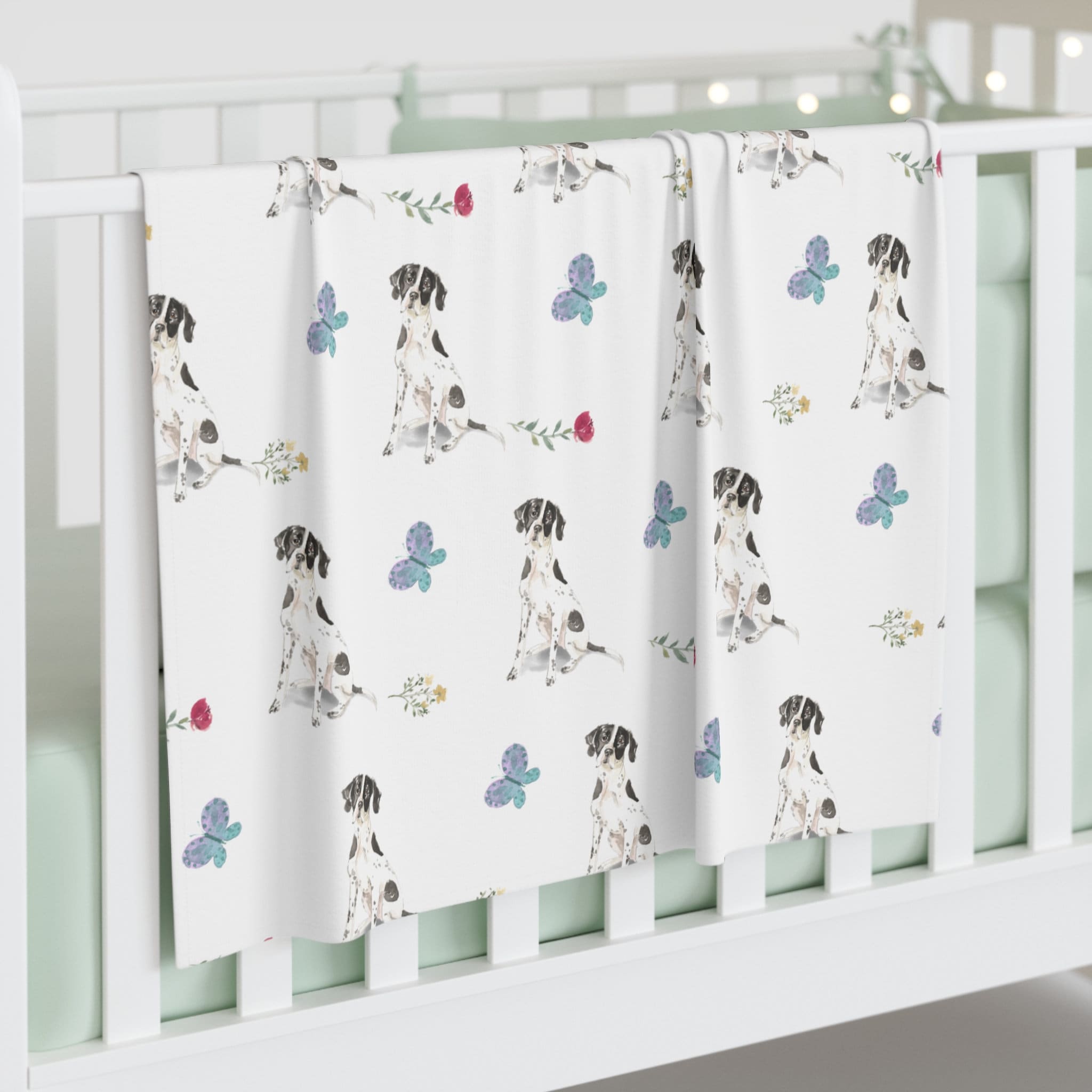 Couverture d'emmaillotage pour bébé chien pointeur anglais pour nouveau-né, cadeau pour baby shower, cadeaux de chambre d'enfant, cadeaux sur le thème de chien pour bébés