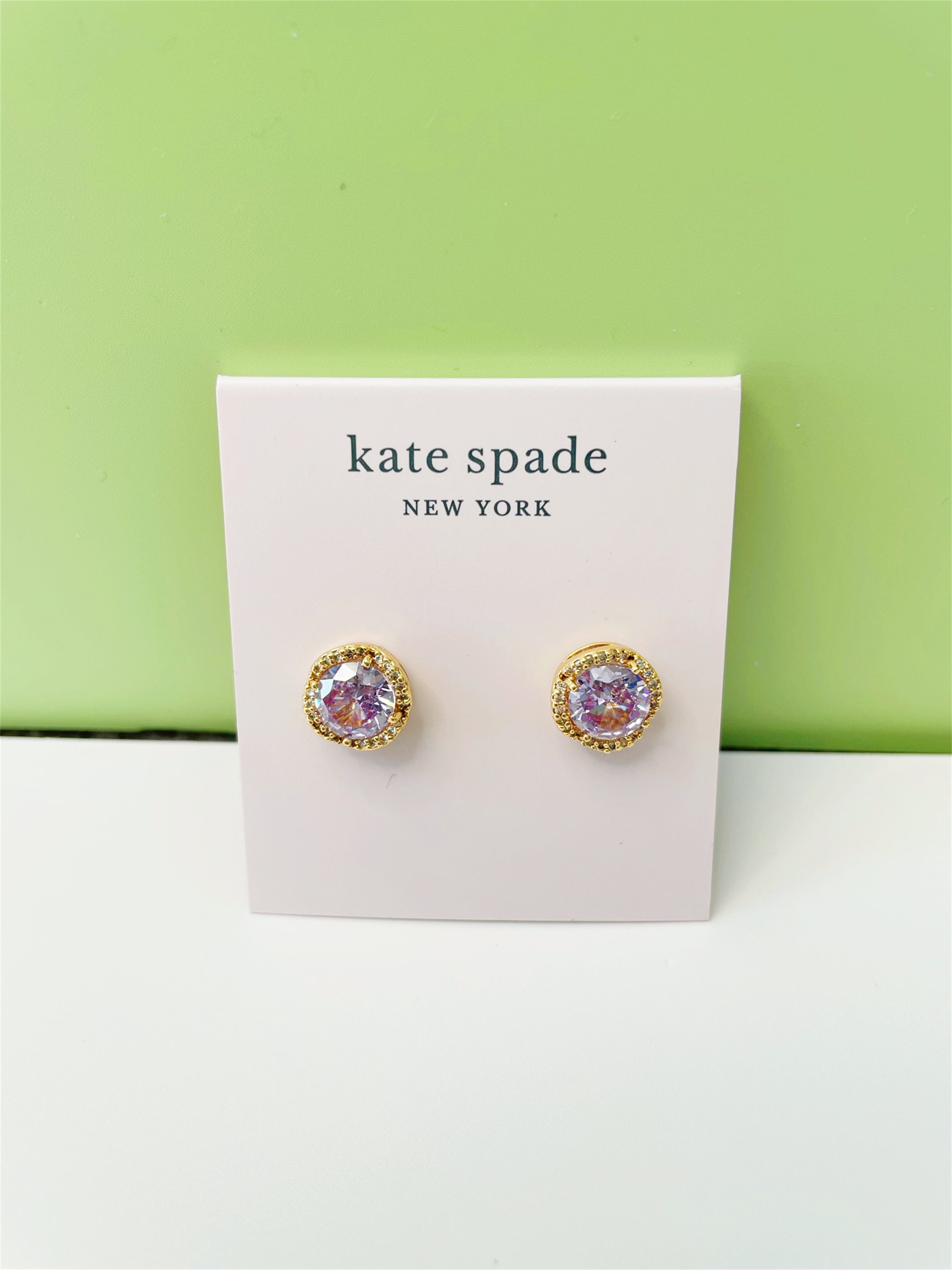Kate Spade That Sparkle Round Earrings Studs in Purple BNWT - Etsy