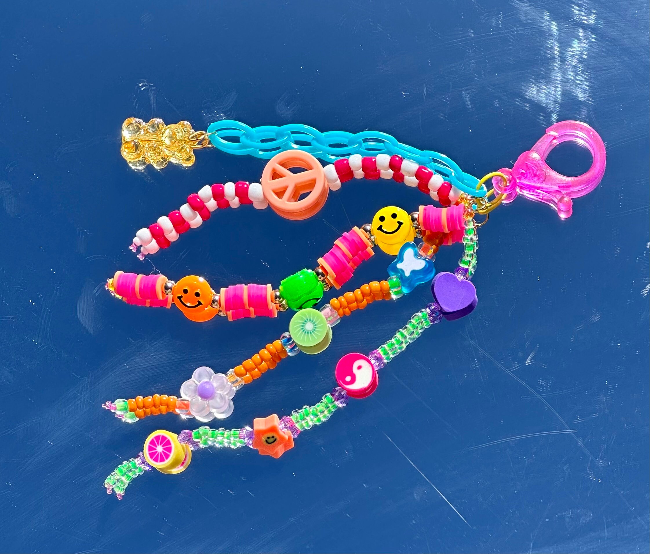 Spring Season Key Chain Trendy Spring Rainbow 4 Strand Keychain - Etsy