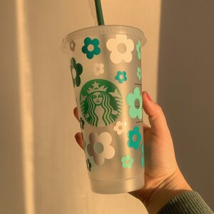 Boho Daisies Cold Cup | Custom Cup | Retro Iced Coffee Cup | Personalized Reusable Tumbler| Gift for Coffee Lovers| Spring Aesthetic Cup