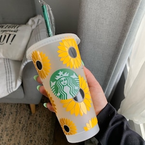 SUNFLOWER STARBUCKS CUP | Flowers | tumbler | cold cup | custom cup | reusable cold cup | personalized tumbler |