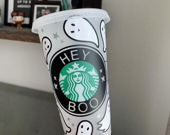 Copo térmico Hey Boo Ghost | Copo térmico assustador de Halloween