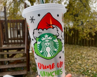 Resting Grinch Face Custom Cold Cup Christmas Cup