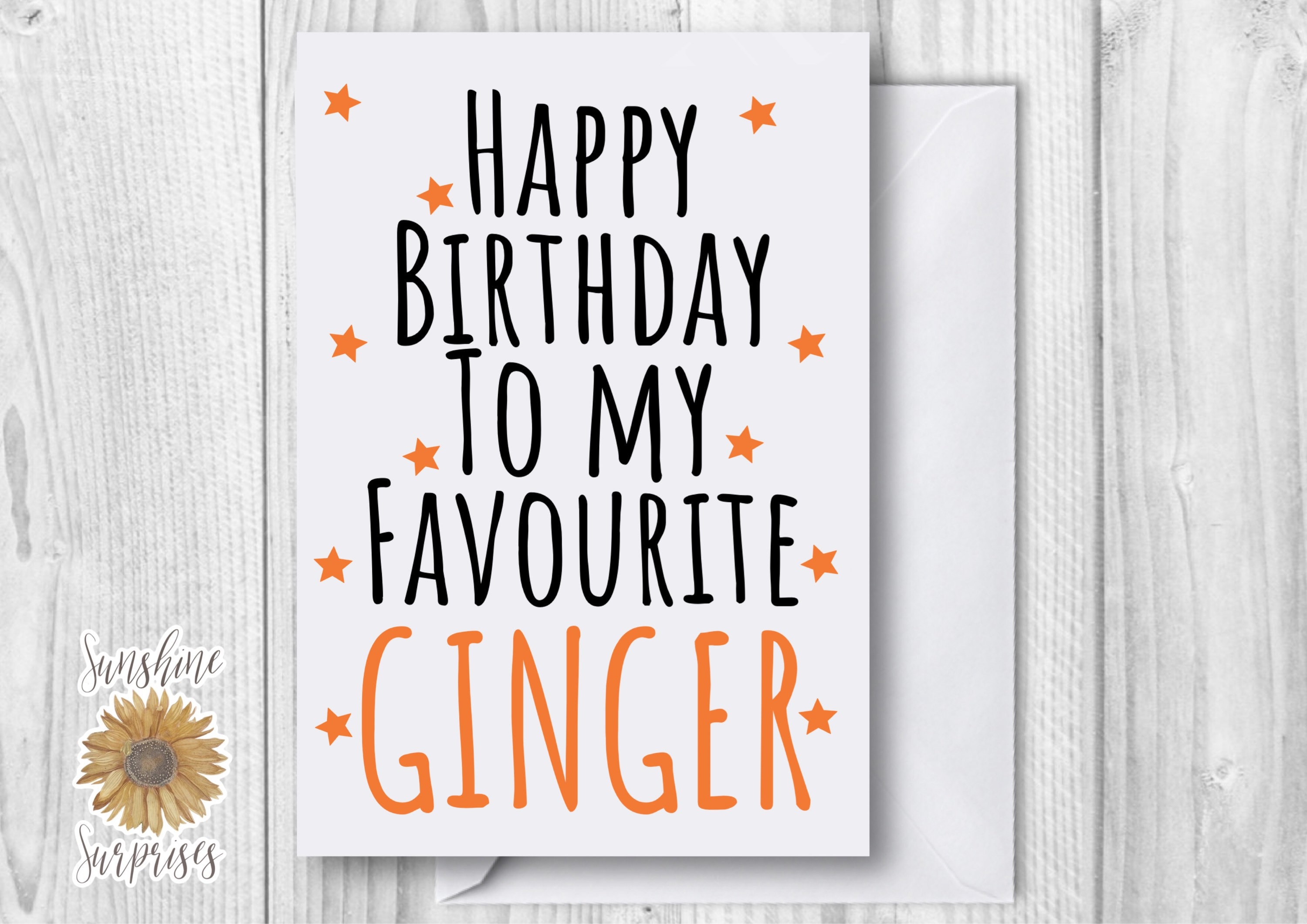 Ginger Birthday Card Funny Card Ginger Friend Favourite Ginger Etsy