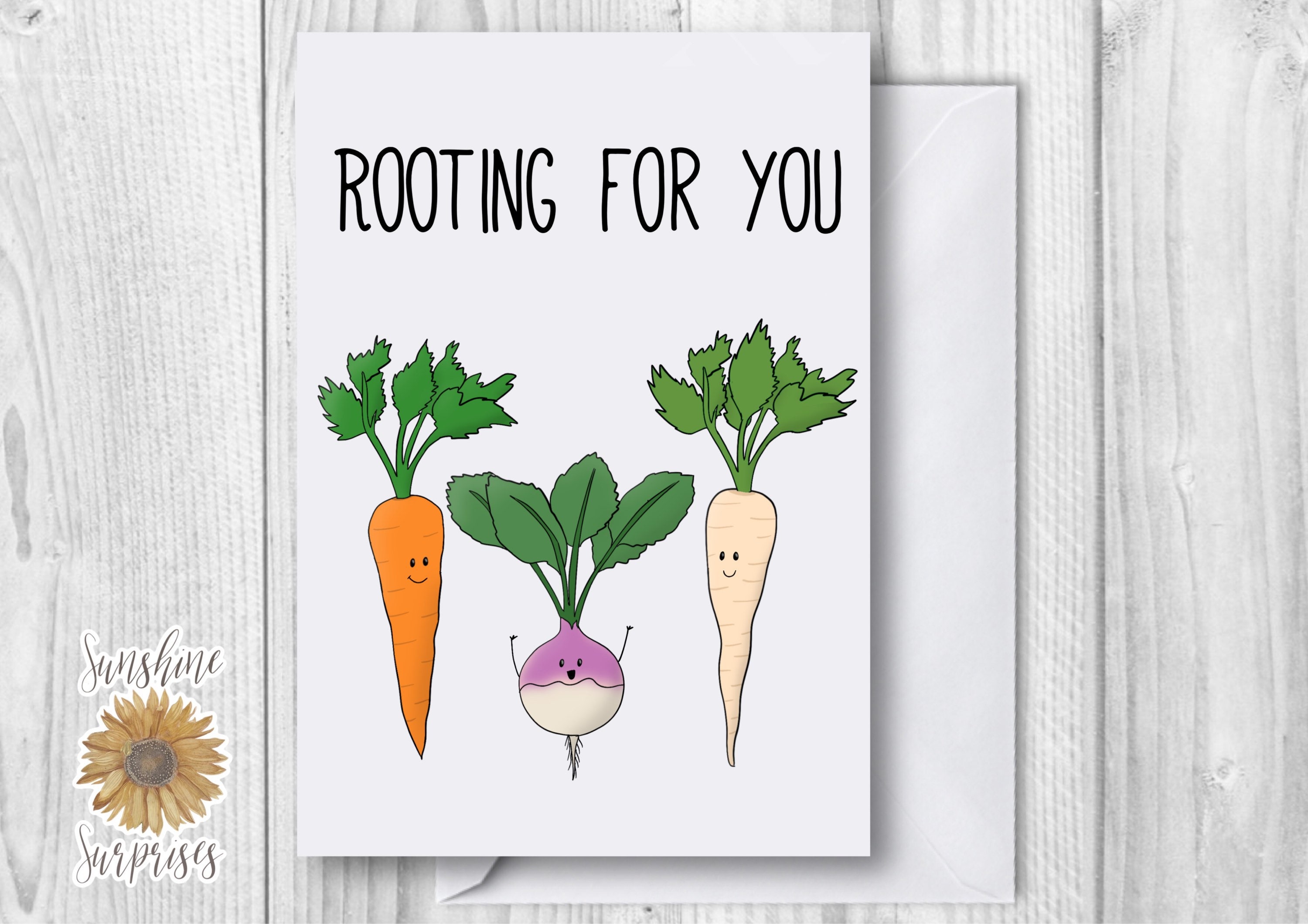 Rooting for you Root Vegetables Good Luck Card Funny Cute Rooting for you Root Vegetables Good Luck Card Funny Cute