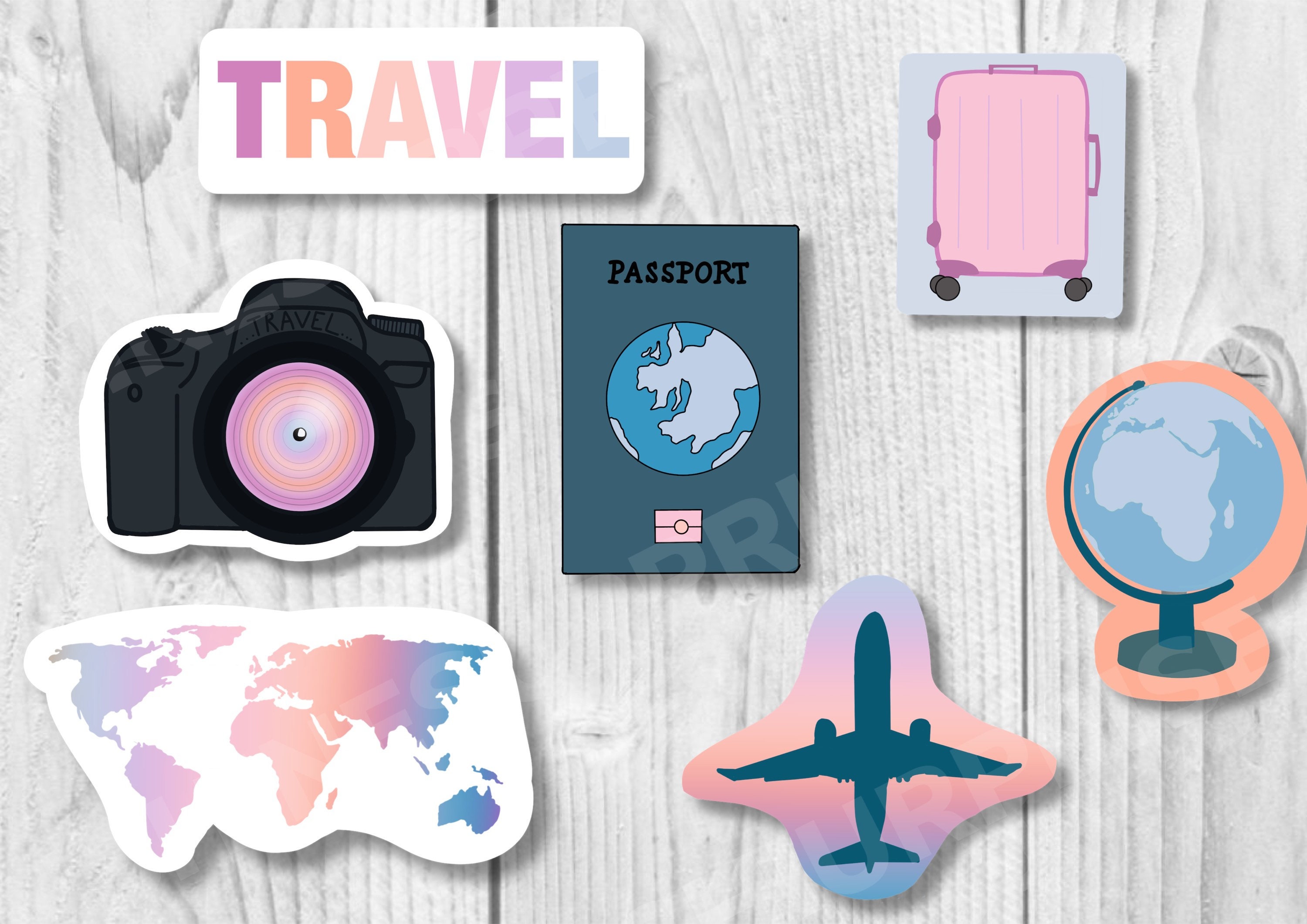 Travel Themed Stickers Individual or 7 sticker pack Laptop Etsy