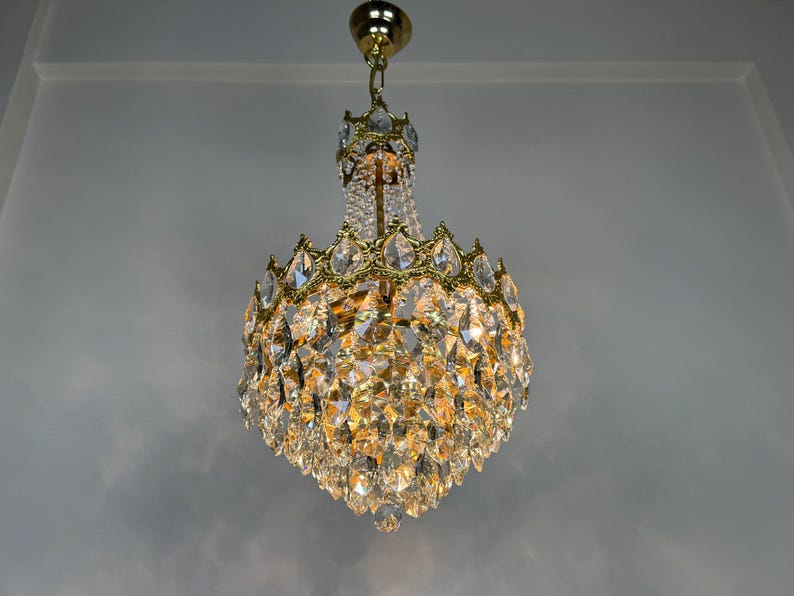Pair of Antique Chandelier Lighting, Vintage Chandelier Lighting, Brass