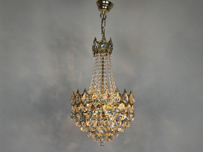 Pair of Antique Chandelier Lighting, Vintage Chandelier Lighting, Brass