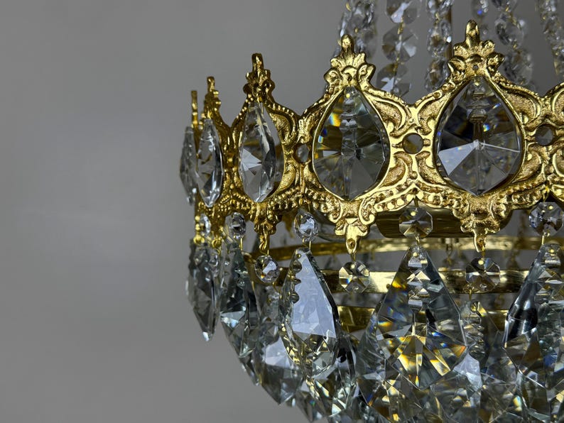 Pair of Antique Chandelier Lighting, Vintage Chandelier Lighting, Brass