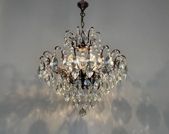 Vintage kristallen kroonluchter verlichtingsarmaturen - Antieke Franse Empire-plafondverlichting 1960