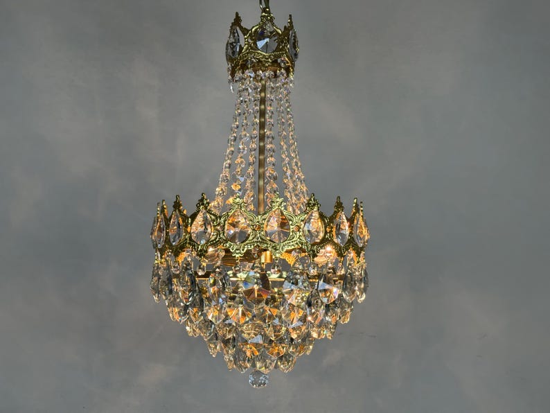 Pair of Antique Chandelier Lighting, Vintage Chandelier Lighting, Brass