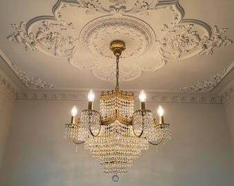 Ancien Lustre moderniste Maison Arlus/lustre design/4 feux/luminaire