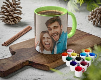 Taza personalizada de 10 colores / Taza de café con foto familiar personalizada / Colores variables / 11 oz o 15 oz