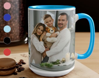 Taza personalizada de 15 oz / Taza de café con foto familiar personalizada / Colores variables
