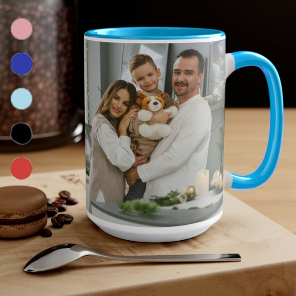 Personalized 15 oz Mug | Custom Family Photo Coffee Mug | Variable Colors