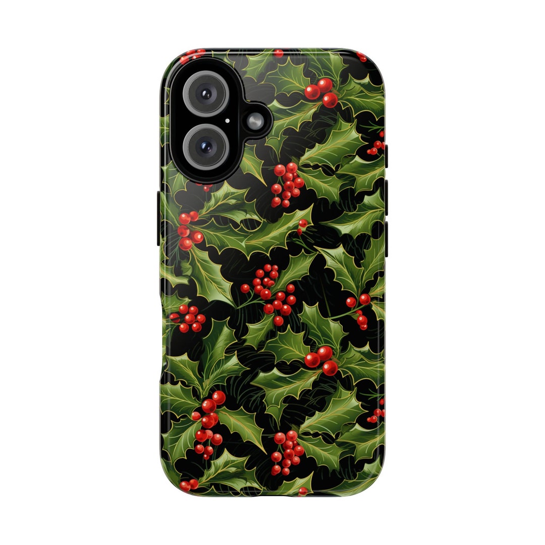 Festive Holly Mistletoe Christmas iPhone 16 Case Cute Holiday Aesthetic